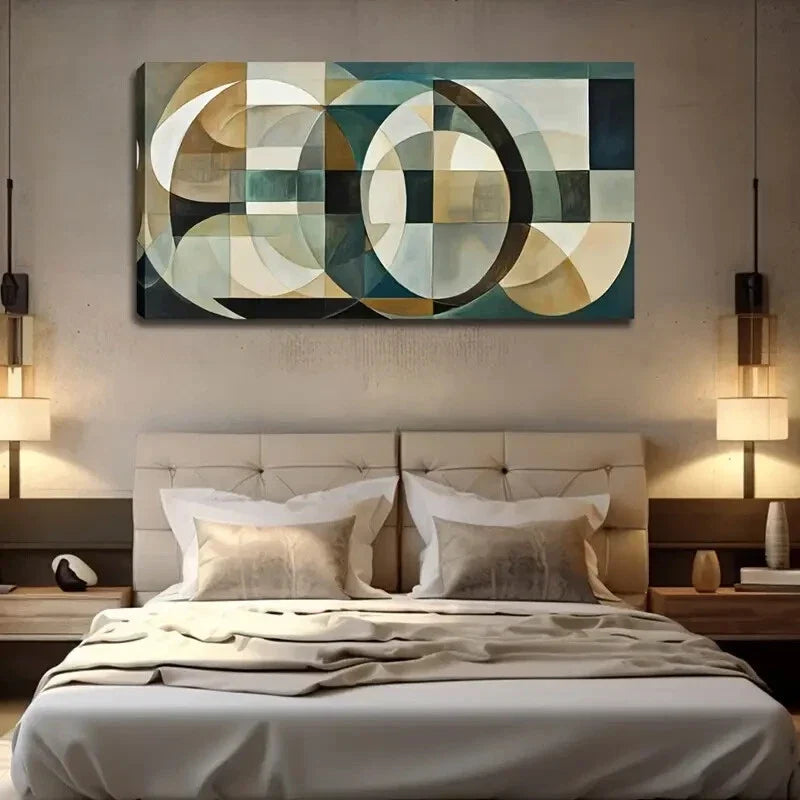 Abstract Geometric Design Wall Art Canvas Office Home Room Framed 120x60cm