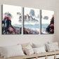 3pcs Japanese Mountains Landscape Wall Art Set Canvas Framed 40x60cm - High Quality Print 100% Australian Made Wall Canvas Ready to Hang