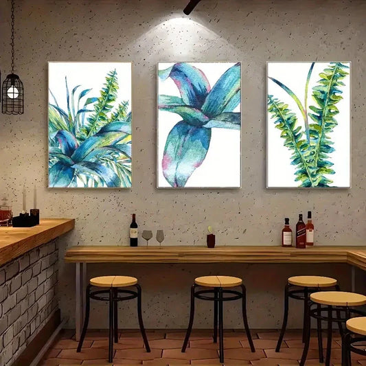 3pcs Stylish Leaves Poster Botanical Art Metal Print Ready to Hang Art