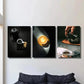 3pcs Black coffee and cake poster, espresso, Metal Print Ready to Hang Art