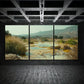 3pcs Mountain Green Grasses Stones Metal Print Ready to Hang Art