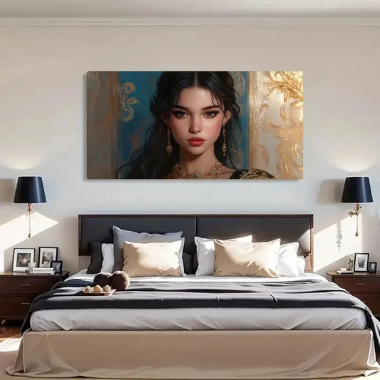 Elegant Woman Portrait Soft Wall Art Canvas Office Home Room Framed 120x60cm