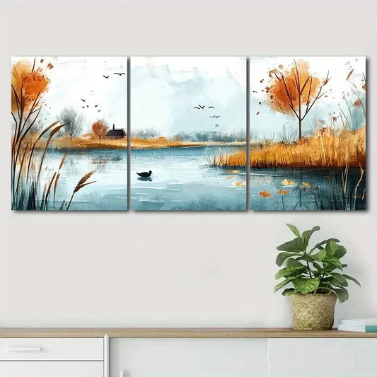 3pcs Featuring Exquisite Autumn Scenery Perfect Wall Art Set Canvas Framed 40x60cm - High Quality Print 100% Australian Made Wall Canvas Ready to Hang