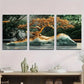 3pcs Golden Bonsai Tree Modern Abstract Metal Print Ready to Hang Art