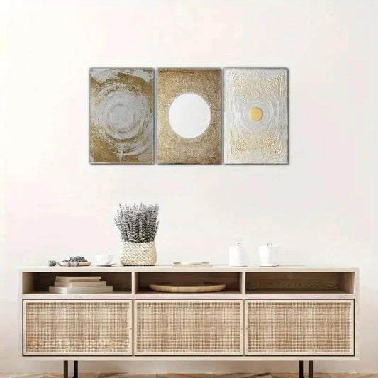 3pcs Golden sun decoration poster, Metal Print Ready to Hang Art