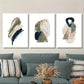 3pcs Golden Foil Accents, White Vector Texture Metal Print Ready to Hang Art