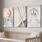 3pcs Moroccan Elegant Arch & Fan-Shaped Designs Wall Art Set Canvas Framed 40x60cm - High Quality Print 100% Australian Made Wall Canvas Ready to Hang