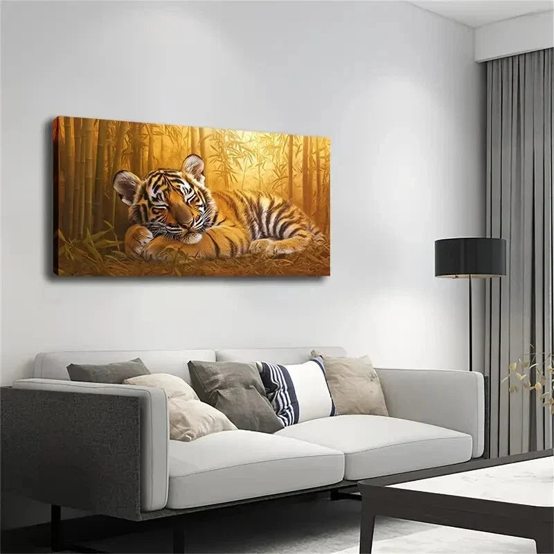 A Small Tiger Is Sleeping Peace Wall Art Canvas Office Home Room Framed 120x60cm