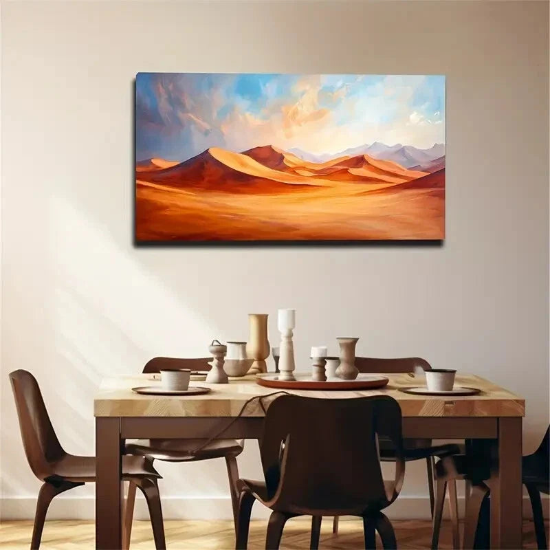 Vibrant Orange & Red Sand Dunes Wall Art Canvas Office Home Room Framed 120x60cm