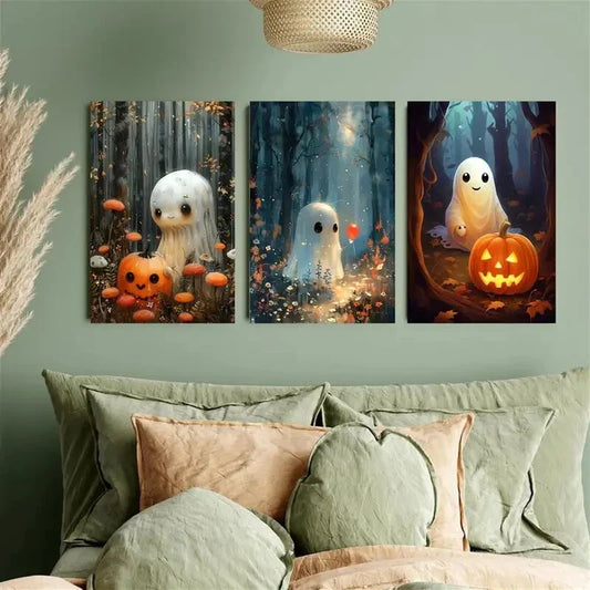 3pcs Forest Ghosts & Cheerful Ghosts Metal Print Ready to Hang Art