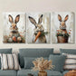 3pcs Rabbits with Eggs & Carrots, Spring Metal Print Ready to Hang Art