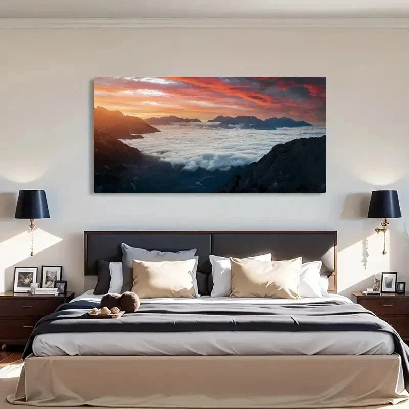 Clouds And Dramatic Pink Sky Wall Art Canvas Office Home Room Framed 120x60cm