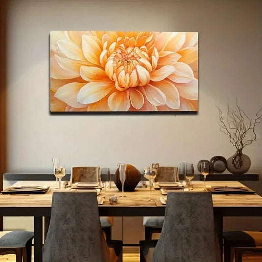 Vibrant Yellow Dahlia Floral Wall Art canvas office home room framed 120x60cm