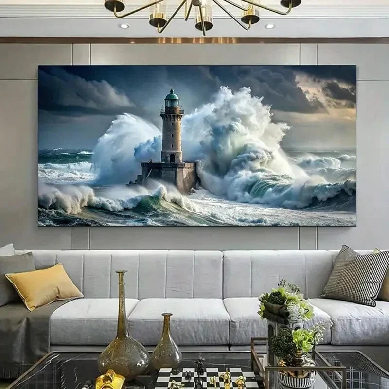 Dramatic Stormy Seascape Wall Art wall canvas office home room framed 120x60cm
