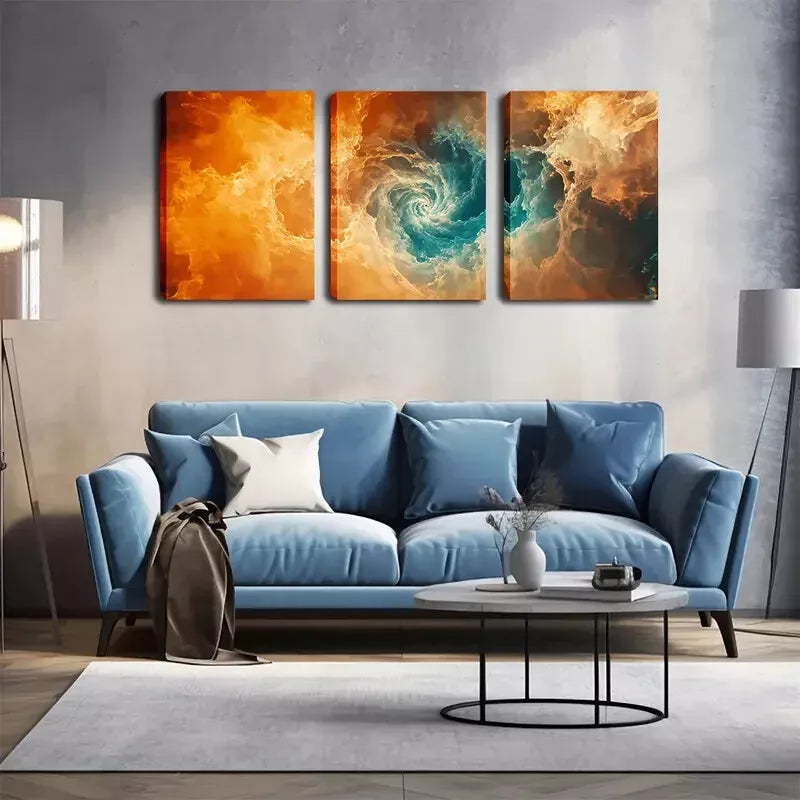 3pcs Psychedelic Nebula Wall Art Set Canvas Framed 40x60cm - High Quality Print 100% Australian Made Wall Canvas Ready to Hang