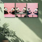 3pcs  Table tennis panda Art Painting Metal Print Ready to Hang Art