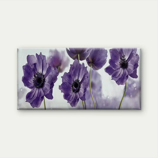 Minimalist Purple Floral Wall Art Canvas Office Home Room Framed 80x45cm