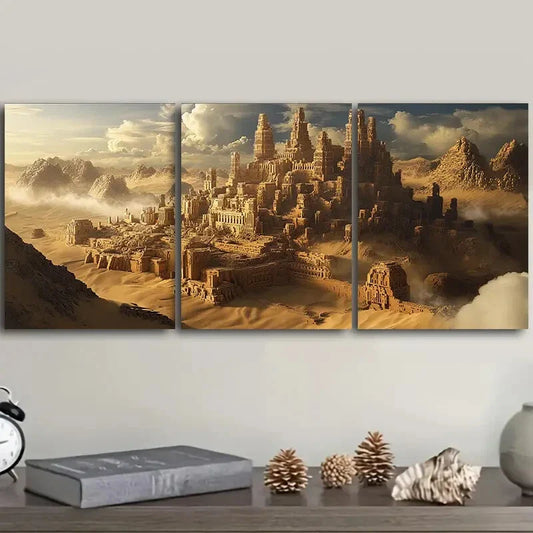 3pcs Ancient city photo Art Painting Metal Print Ready to Hang Art
