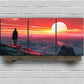 3pcs City of Ruins Sunset Man Standing Mountain Metal Print Ready to Hang Art