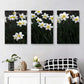 3pcs Elegant White Daffodil Flowers Metal Print Ready to Hang Art