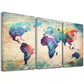 3pcs Colorful World Map Canvas Framed 40x60cm - High Quality Print 100% Australian Made Wall Canvas Ready to Hang