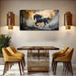 Realistic Black Horse in Forest Wall Art Canvas Office Home Room Framed 120x60cm