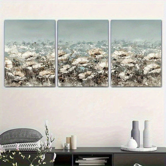 3pcs floral landscape painting Metal Print Ready to Hang Art