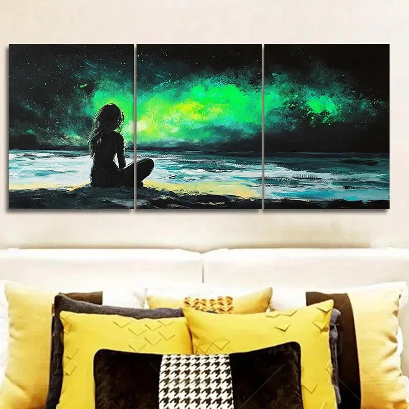3pcs  See the aurora Art Painting Metal Print Ready to Hang Art