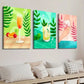 3pcs Vibrant Drink & Plant Leaf Designs Wall Art Set Canvas Framed 40x60cm - High Quality Print 100% Australian Made Wall Canvas Ready to Hang