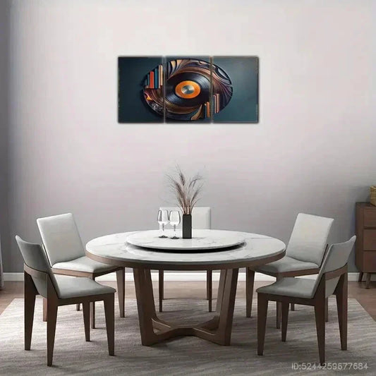 3pcs Enhancements Vinyl Record Abstract Art Style Metal Print Ready to Hang Art