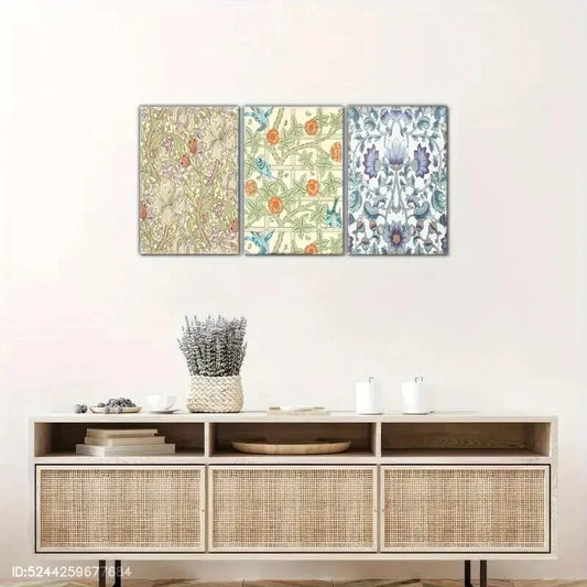 3pcs Vintage Abstract Art Floral Wall Art Poster Metal Print Ready to Hang Art