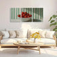 3pcs Vibrant Red Tomatoes with Green Stripes Metal Print Ready to Hang Art