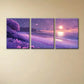 3pcs Dreamy Purple Flower Sea Starry Sky Metal Print Ready to Hang Art