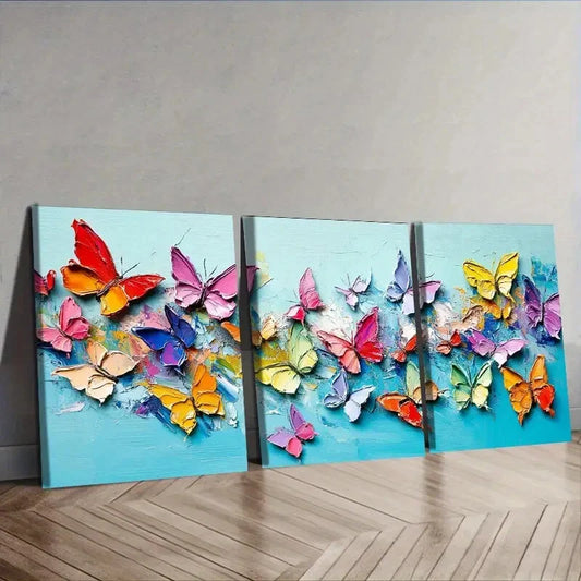 3pcs  Lots of butterflies dancing Wall Art Set Canvas Framed 40x60cm - High Quality Print 100% Australian Made Wall Canvas Ready to Hang