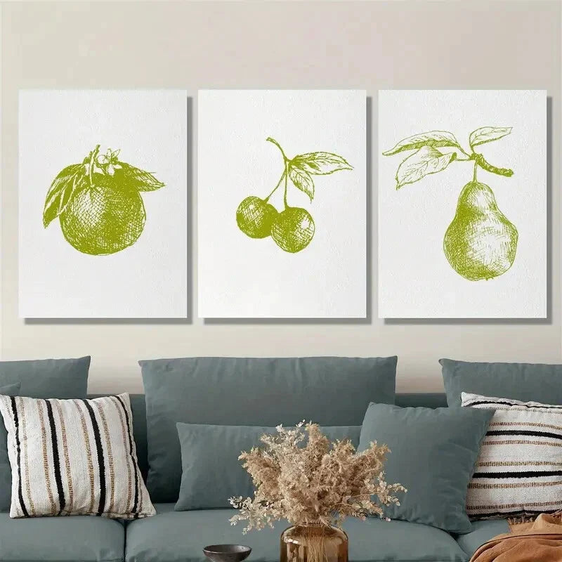 3pcs Simple fruit decorative painting, Metal Print Ready to Hang Art