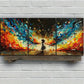 3pcs Colourful Phoenix Girl Blue & Yellow Metal Print Ready to Hang Art