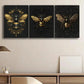 3pcs Black & Stunning Golden Bees Metal Print Ready to Hang Art