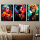 3pcs Female Colorful Floral Girl Metal Print Ready to Hang Art
