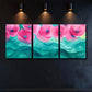 3pcs Summer Poppy Waves Watercolor Wash Metal Print Ready to Hang Art