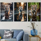 3pcs Tiger Cub Cute Animal Water Walking Metal Print Ready to Hang Art