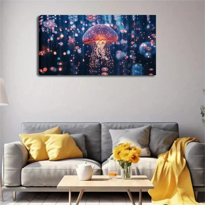 Modern And Simple Jellyfish Wall Art Canvas Office Home Room Framed 120x60cm