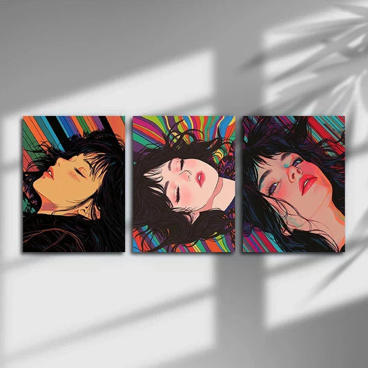 3pcs Abstract Female Beautiful and Unique Metal Print Ready to Hang Art