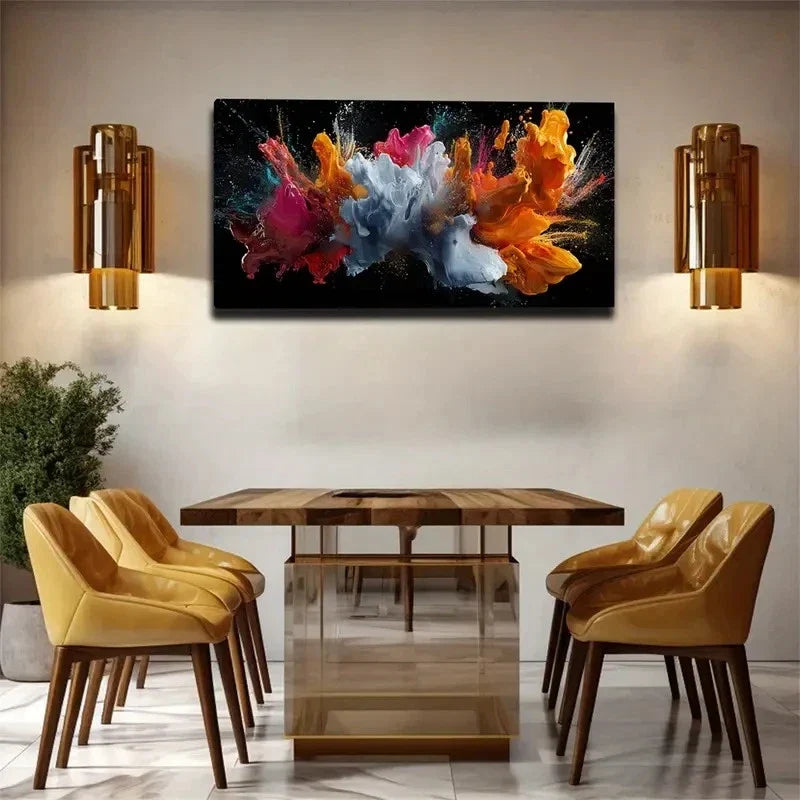 Splatter Paint Suitable Deco Wall Art Canvas Office Home Room Framed 120x60cm