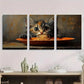 3pcs Whimsical Cat Eating Noodles Painting Metal Print Ready to Hang Art