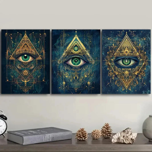 3pcs The green iris, Art Painting Metal Print Ready to Hang Art