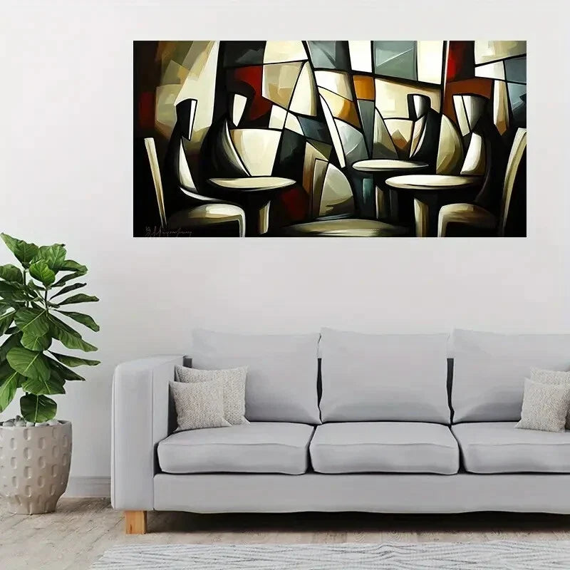 Modern Abstract Geometric Bold Wall Art Canvas Office Home Room Framed 120x60cm