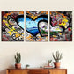 3pcs Graffiti style fashion love decoration  Wall Art Set Canvas Framed 40x60cm - High Quality Print 100% Australian Made Wall Canvas Ready to Hang