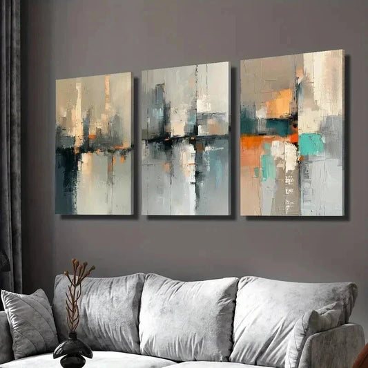 3pcs Minimalist Urban Cityscape Landscape Wall Art Set Canvas Framed 40x60cm - High Quality Print 100% Australian Made Wall Canvas Ready to Hang