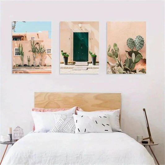 3pcs Cactus Desert Realistic Natural Scenery Metal Print Ready to Hang Art
