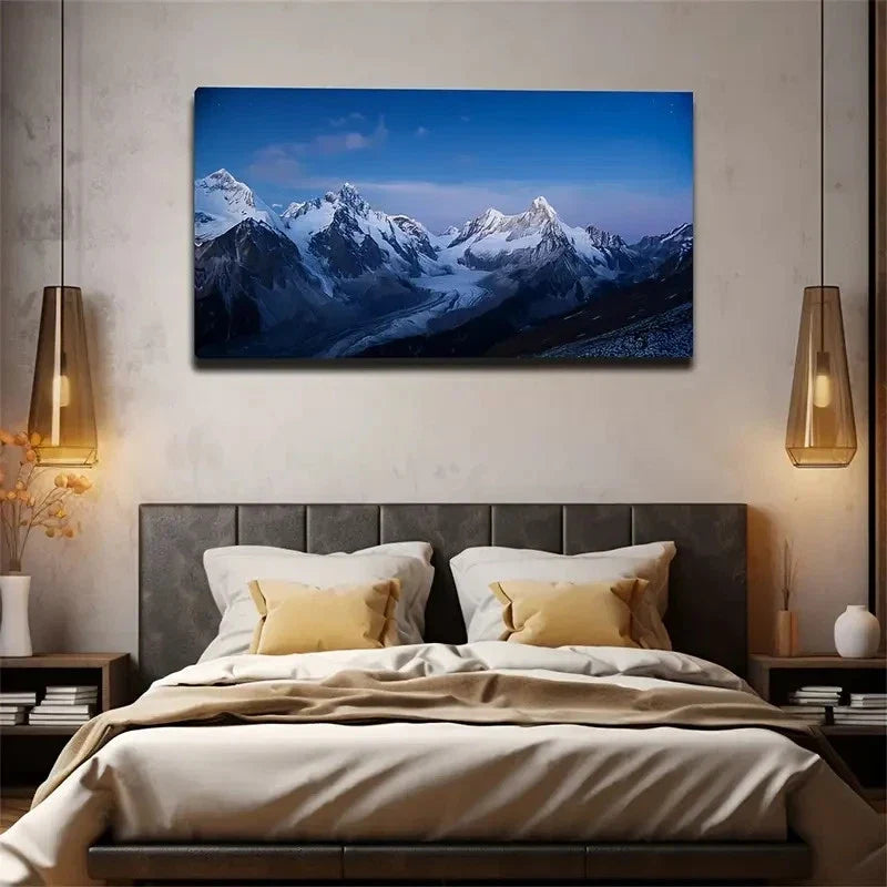 Gentle Snow Mountain Bringe Wall Art Canvas Office Home Room Framed 80x45cm